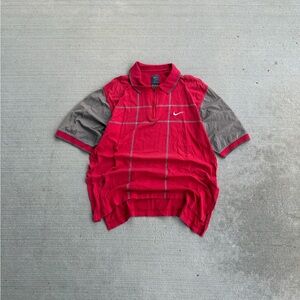 Vintage 90s Nike Tiger Woods Ying Yang Polo Shirt Mens L Red Gray Golf 1/4 Zip